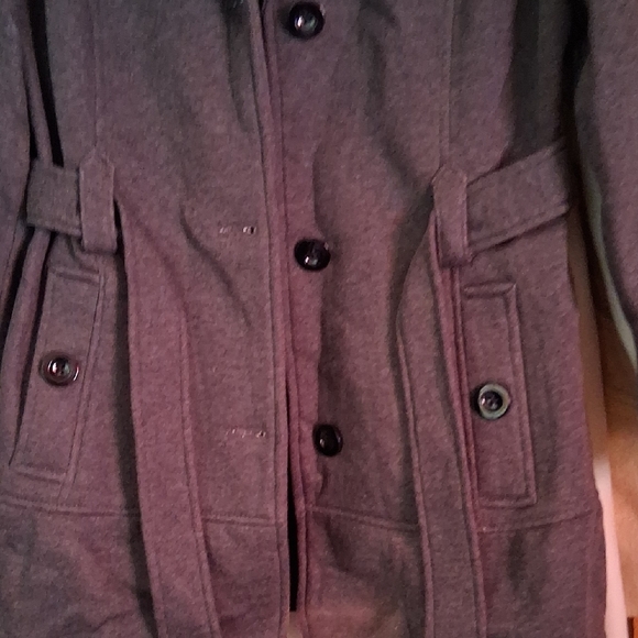 Liz Claiborne Women's Charcoal Belted Coat - Picture 3 of 6